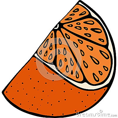 Handdrawn orange slice Vector Illustration